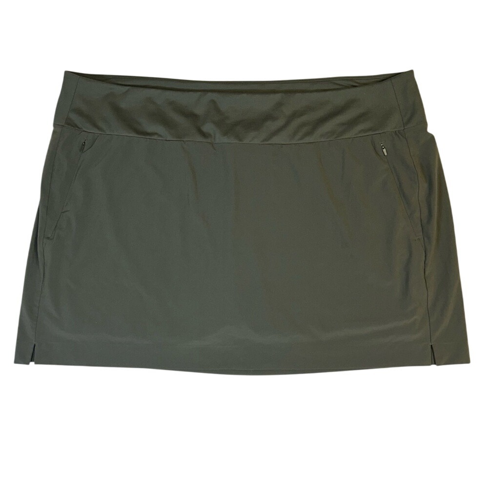 Athleta Women's Soho‎ Skort Olive Green Plus Size 24 Zip Pockets Skirt 5" Shorts
